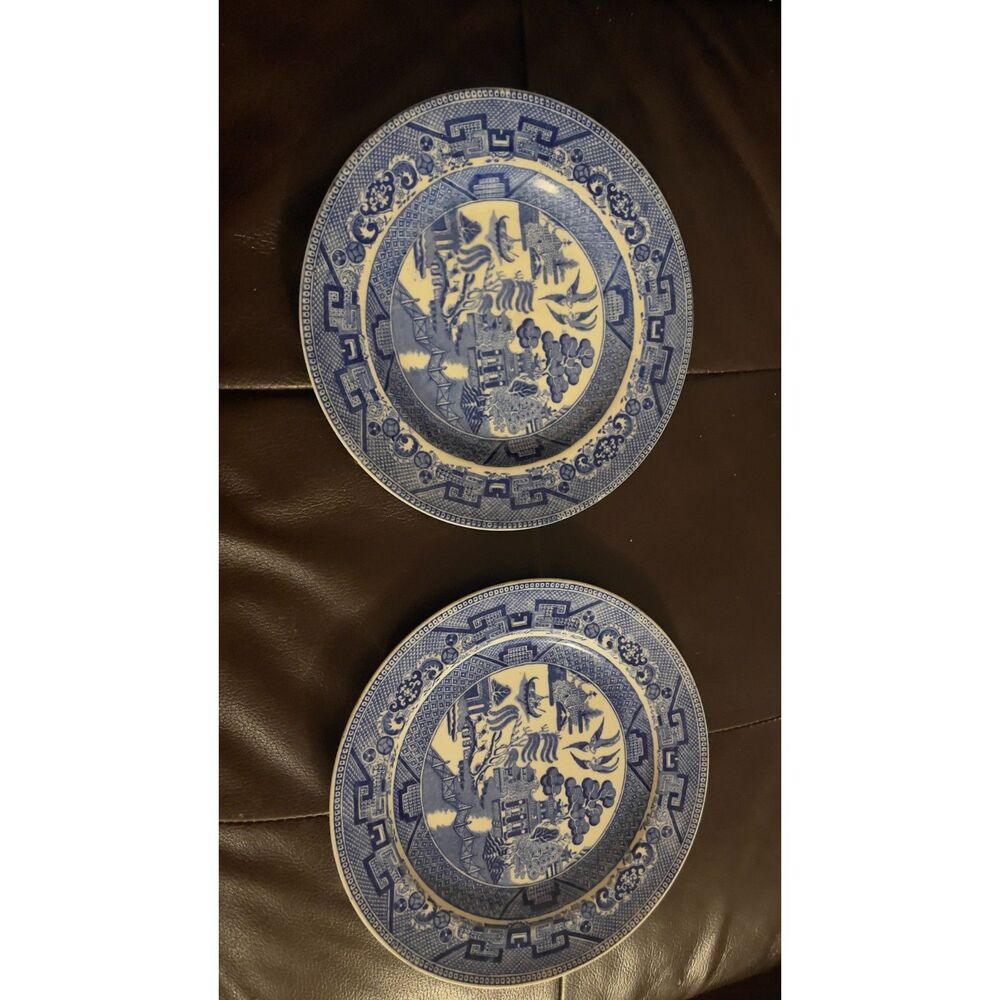 Vintage Ridgway Semi China England Blue Willow Salad Plates 8” Set of 2 - Picture 2 of 9
